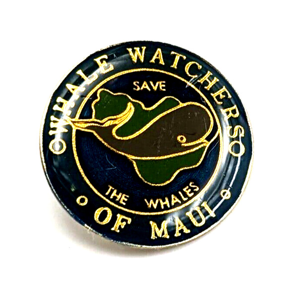 VTG Save the Whales Whale Watchers of Maui Enamel Pin Souvenir AGB Atlanta 1987 - Picture 1 of 5